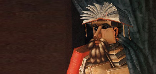 partial image of Guiseppe Arcimboldo&rsquo;s The Librarian